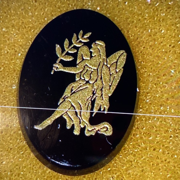 Vintage, black, onyx stone, Virgo zodiac - Picture 4 of 6
